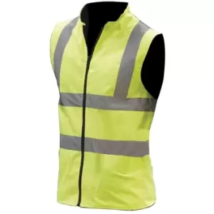 Image of Yoko Mens Workwear Hi-Vis Reversible Fleece Vest / Jacket (L) (Hi-Vis Yellow) - Hi-Vis Yellow