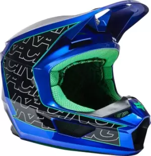 Image of Fox V1 Peril Motocross Helmet, blue, Size L, blue, Size L