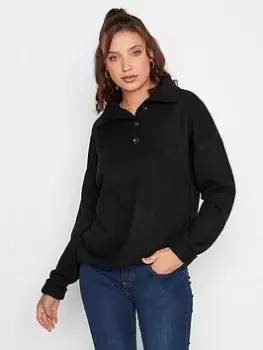 Image of Long Tall Sally Black Button Placket Jumper, Black, Size 14-16, Women