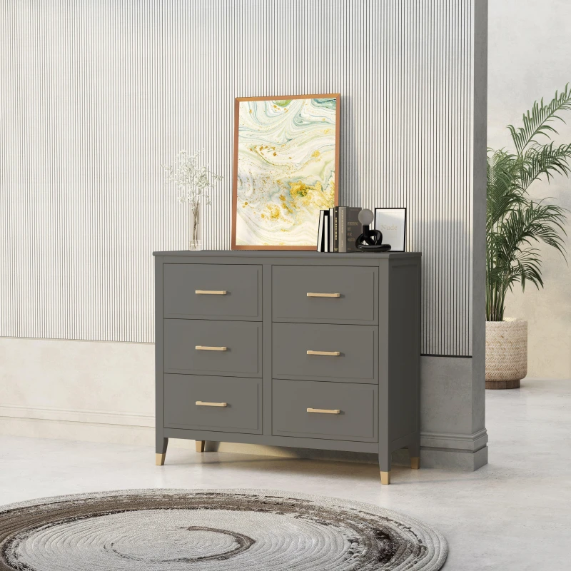Image of Cabinet Bits Palazzi 6 Drawer Chest of Drawers in Grey Grey Unisex