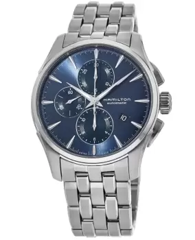 Image of Hamilton Jazzmaster Auto Chrono Blue Dial Stainless Steel Mens Watch H32586141 H32586141