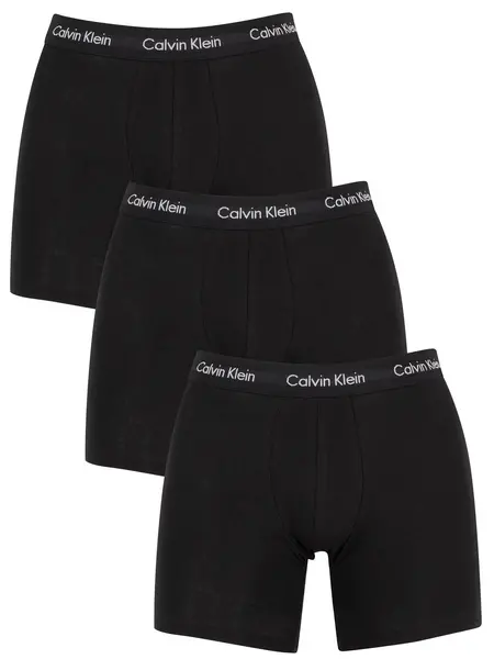 Image of Calvin Klein 3 Pack Cotton Stretch Boxer Briefs Black S