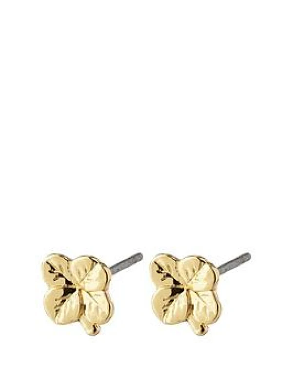 Image of Pilgrim Octavia Recycled Clover Gold Plated Earrings Gold unisex