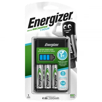 Image of Energizer 1 Hour Battery Charger + 4 x 2300mAh AA Rechargeable Batteries