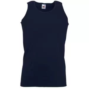 Image of Fruit Of The Loom Mens Athletic Sleeveless Vest / Tank Top (S) (Deep Navy)