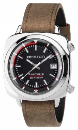 Image of Briston Unisex Clubmaster Diver Brushed Steel Leather Auto Watch