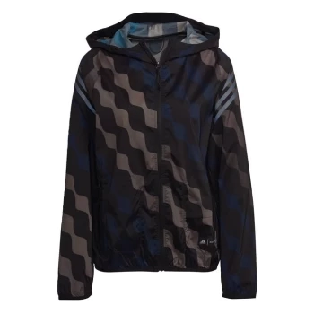 Image of adidas Marimekko Run Icons 3-Stripes Hooded Running Windb - Black