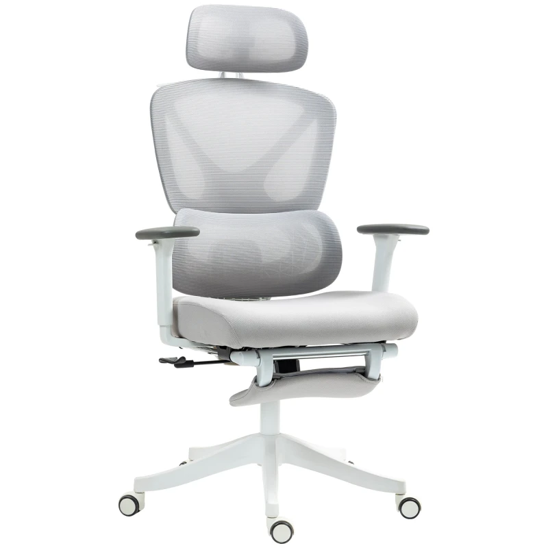 Image of HOMCOM Ergonomic Office Chair - Recliner Computer Chair with Footrest - Grey TJ Hughes 5063603149038