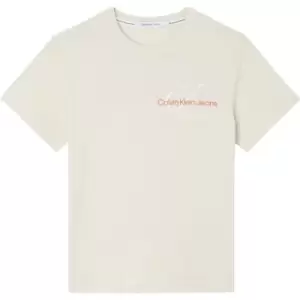 Image of Calvin Klein Jeans Two Tone Monogram Back Logo T Shirt - Beige