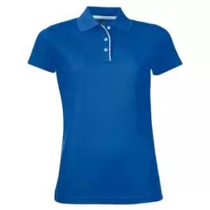 Image of SOLS Womens/Ladies Performer Short Sleeve Pique Polo Shirt (L) (Royal Blue)