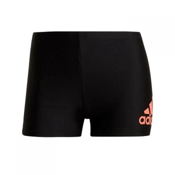 Image of adidas Mens Badge Fitness Swim Boxer Trunks - Black / App Solar Red