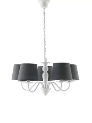 Image of FAVOLA 5 Light Chandeliers with Shades White, Fabric 56x30cm