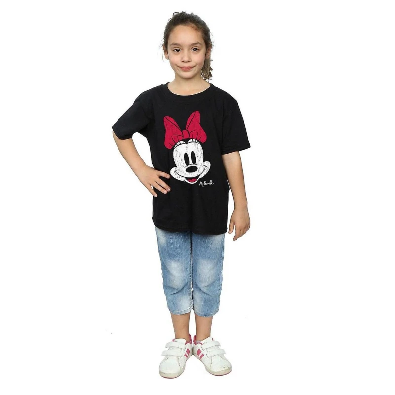 Image of Disney Minnie Mouse Face Cotton T-Shirt Black female
