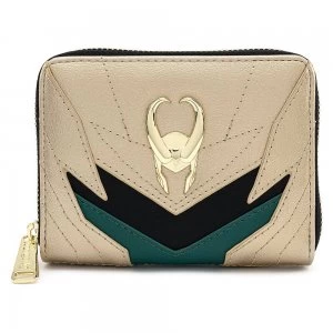Image of Loungefly Marvel Loki Classic Cosplay Zip Aound Wallet