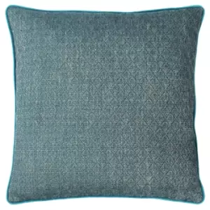 Image of Blenheim Geometric Cushion Teal, Teal / 45 x 45cm / Polyester Filled
