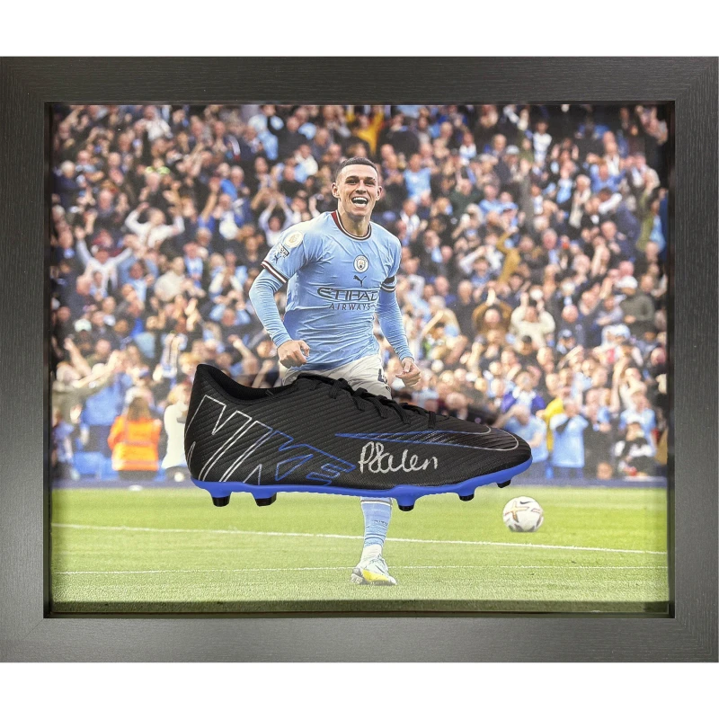 Image of AllStarSignings Ltd Phil Foden signed Manchester City boot Black unisex One Size