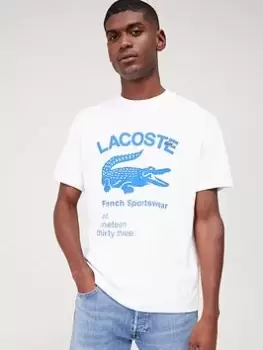 Image of Lacoste Large Logo T-Shirt - White, Size 3XL, Men