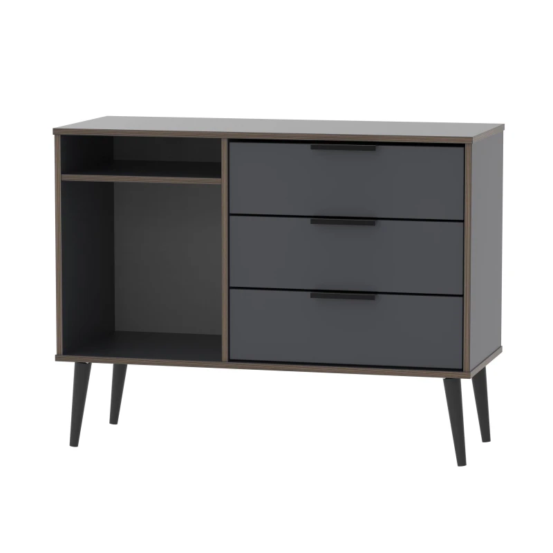 Image of Fuji 3 Drawer TV Unit In Graphite (Ready Assembled)