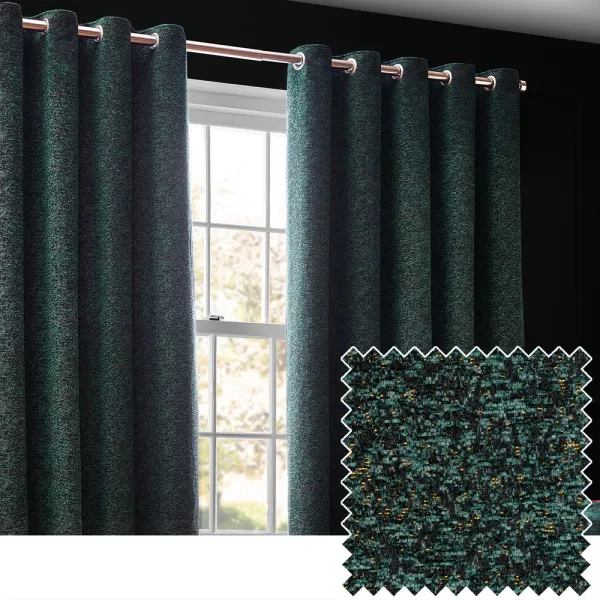 Image of Galaxy Room Darkening Eyelet Curtains Emerald, Emerald / 168 x 183cm