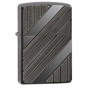 Image of Zippo Tyre Tread Armor High Polish Black Ice