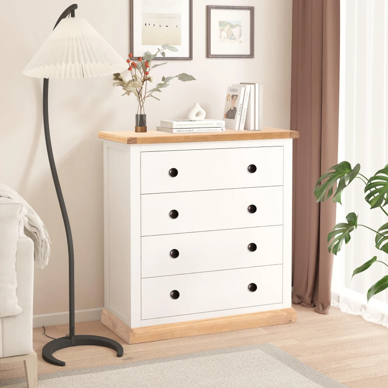 Image of Cabinet Bits Trevi 4 Drawer Chest of Drawers Brass Knob in Off-White Off-White Unisex