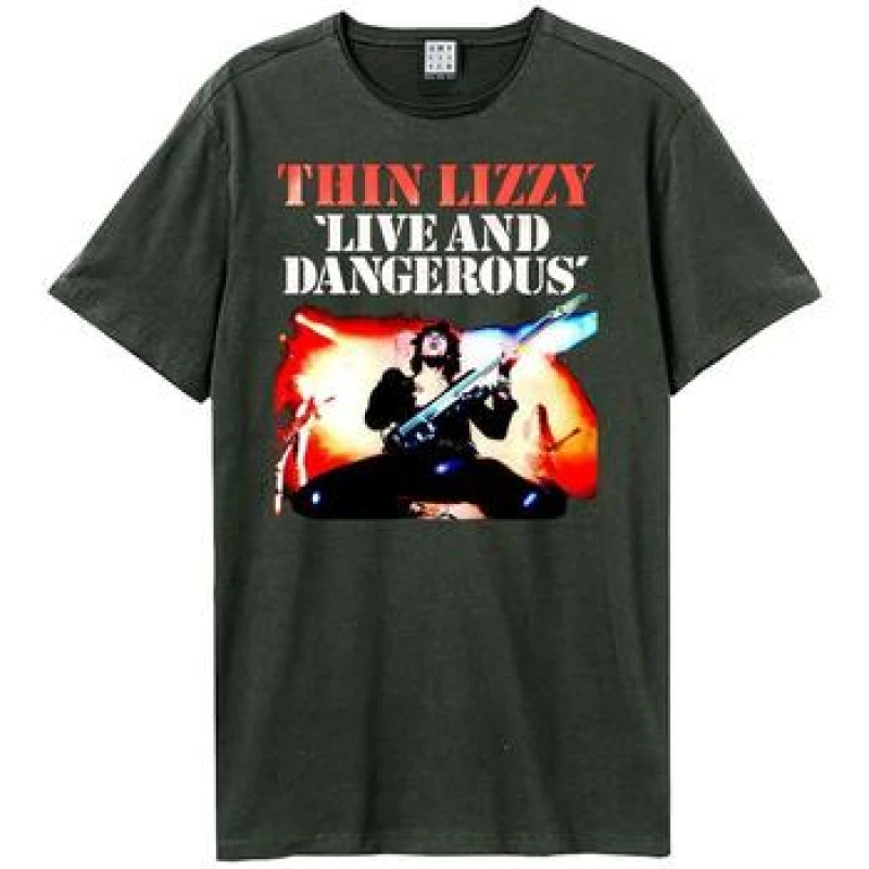 Image of Amplified Amplified Men Live And Dangerous Thin Lizzy T-Shirt in Charcoal Size: X-Small Charcoal XS Male 5063750849355