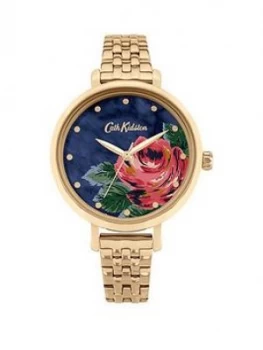 Image of Cath Kidston Cath Kidston Oxford Rose Navy Dial Gold Bracelet Ladies Watch