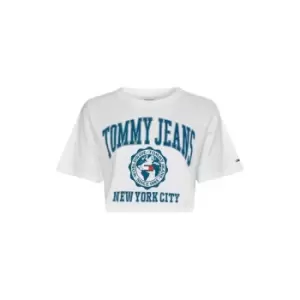 Image of Tommy Jeans Cropped College T-Shirt - White