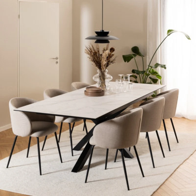 Image of Furniture To Go Heaven Extendable Dining Table With Ceramic White Top (L) 240Cm Seats Up To 6