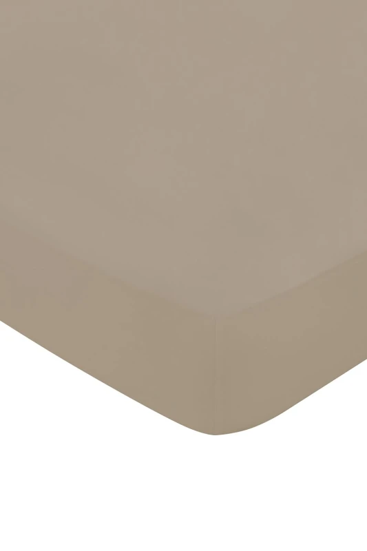 Image of Bedeck of Belfast Cotton Sateen Fitted Sheet 400TC - Brown Brown Single