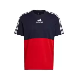 Image of adidas Essentials Colorblock T-Shirt Mens - Legend Ink / Scarlet / White