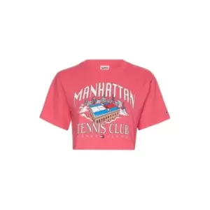 Image of Tommy Jeans Crop Tennis T Shirt - Pink