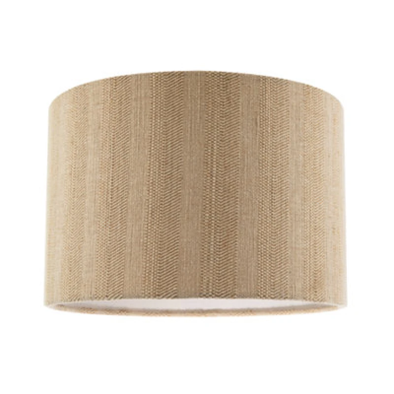 Image of Happy Homewares Textured Oatmeal Linen Fabric Drum Lamp Shade With Taupe Cotton Lining
