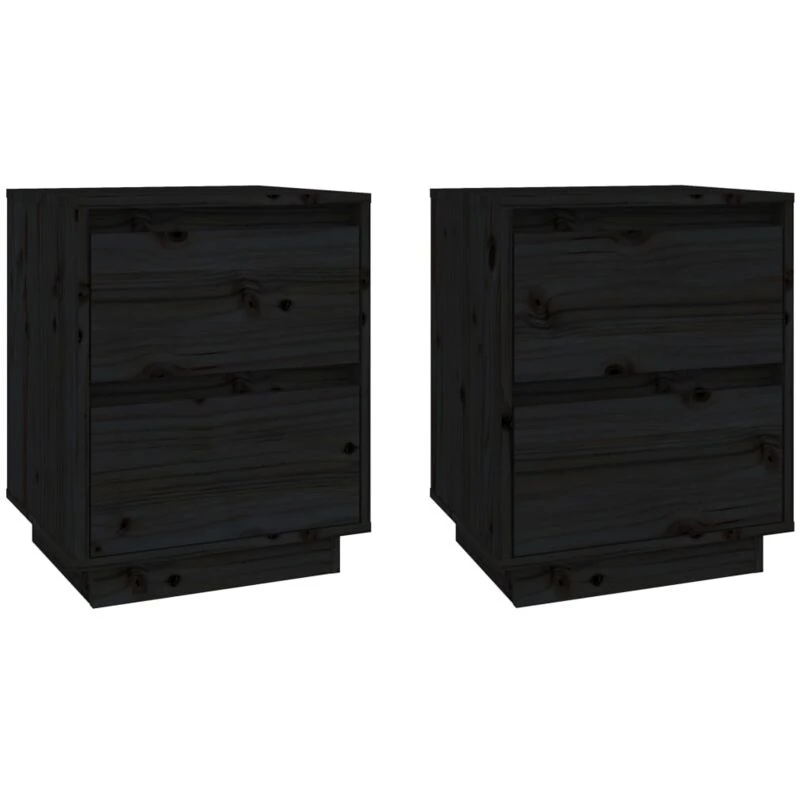 Image of VIDAXL Bedside Cabinets 2 pcs Black 40x35x50cm Solid Wood Pine Vidaxl 8720286840214