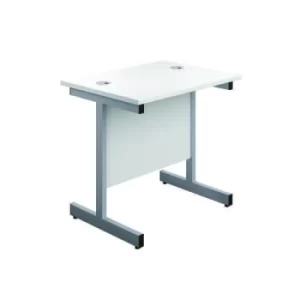 Image of Jemini Single Rectangular Desk 800x600x730mm White/Silver KF800316