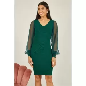 Image of Yumi Green Knitted Body Con Dress - Green
