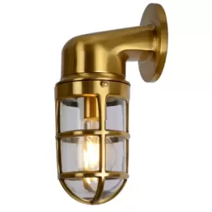 Image of Dudley Retro Wall Lantern Light Outdoor - 1xE27 - IP44 - Matt Gold, Brass