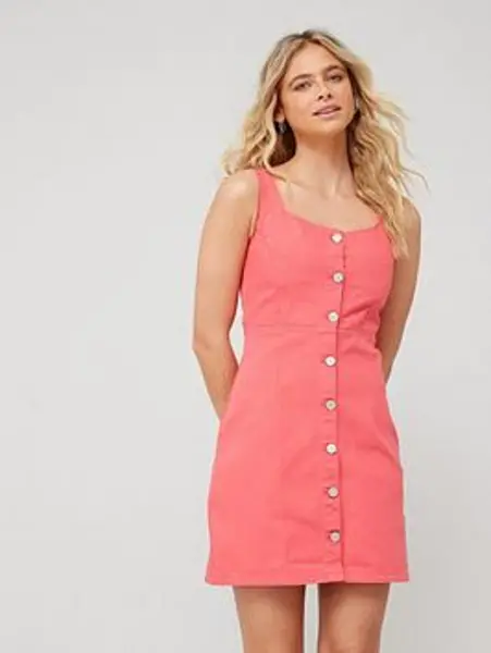 Image of Tommy Jeans Slim Denim Dress - Pink