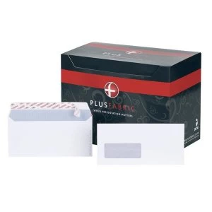 Image of Plus Fabric DL Wallet Envelopes 120gm2 Peel and Seal Window White Pack of 500
