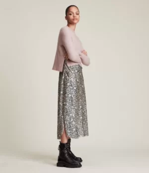 Image of AllSaints Womens Tiana Halftone 2-In-1 Dress, Pink, Size: L