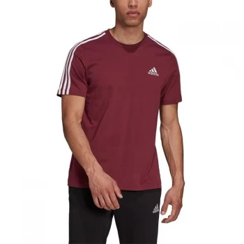 Image of Adidas 3 Stripe Essential T Shirt Mens - Victory Crimson