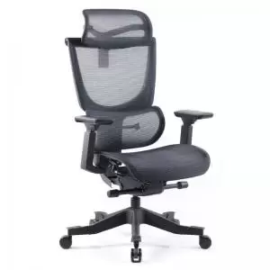 Image of Elise Black mesh back operator chair with headrest and Black mesh seat