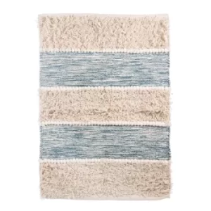 Image of Sass & Belle Blue Scandi Boho Tufted Stripe Rug