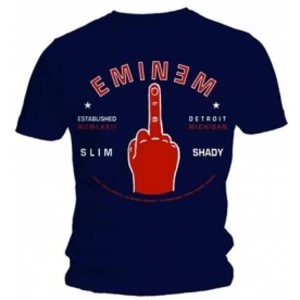 Image of Eminem Detroit Finger Mens Navy T Shirt: Large
