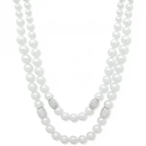 Image of Ladies Anne Klein Base metal Simulated Pearl 2 Row Necklace