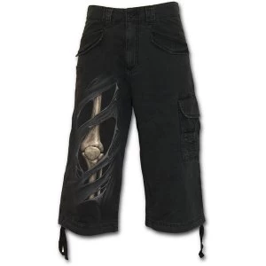 Image of Bone Rips Mens Medium 3/4 Long Vintage Cargo Shorts - Black