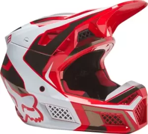 Image of FOX V3 RS Mirer Motocross Helmet, white-red Size M white-red, Size M