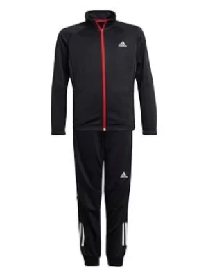 Image of Adidas Older Boys Xfg Aeroready Tracksuit, Black/Red/White, Size 7-8 Years