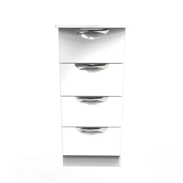 Image of Welcome Furniture Ready Assembled Camden 4 Drawer Tallboy In White Gloss