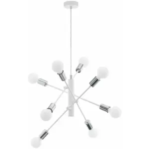 Image of Pendant Ceiling Light Colour White Chrome Criss Cross Design Bulb E27 8x60W